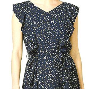 Maison Jules Womens Printed Ruffled Casual Dress